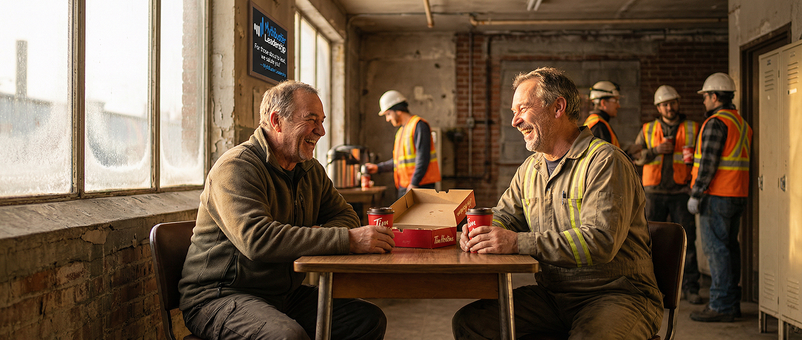 Travailleurs en pause de bonne humeur